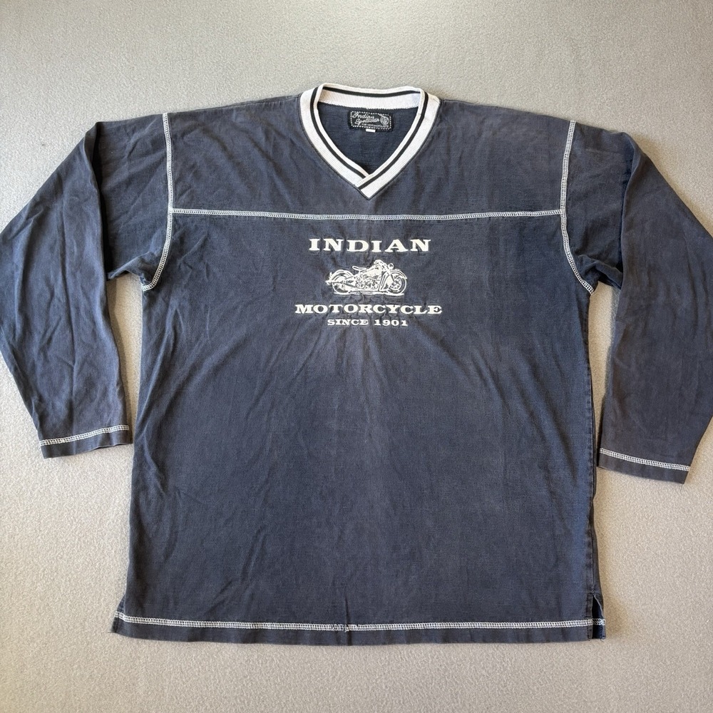 Indian Motorcycle Sportswear Long Sleeve Shirt Mens XL Embroidered Biker Grunge